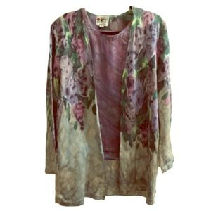 OOAK Wearable Art Handpainted Silk Tank & Cardigan